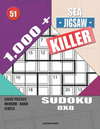 1,000 + Sea jigsaw killer sudoku 8x8: Logic puzzles medium - hard levels