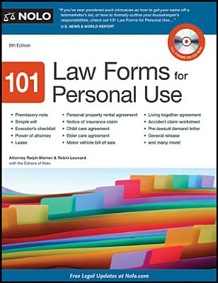 101 Law Forms for Personal Use - Warner, Ralph, Attorney, and Leonard, Robin
