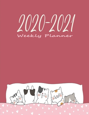 2020-2021 Weekly Planner: Gift for Cat Lovers - Two Years Organizer Notebook with To-Do List & Priorities - US Edition - Kittens in Bed - Dot, Red
