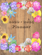 2020 - 2024 - Five Year Planner: Agenda for the next 5 Years - Monthly Schedule Organizer - Appointment, Notebook, Contact List, Important date, Month's Focus, Calendar - 60 Months - Elegant Country cover with Wood effect and Flower composition