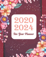 2020-2024 Five Year Planner: Red Floral Cover, Monthly Schedule Organizer, 60 Month Calendar Planner Agenda with Holidays