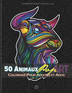 50 Animaux Pop Art Coloriage pour Adultes et Ados: Livre de Coloriage Mandala Animaux Sauvages - 102 pages -21,59 x 27,94 cm - Anti-Stess - Cadeau parfait pour Homme, Adolescent, Garon