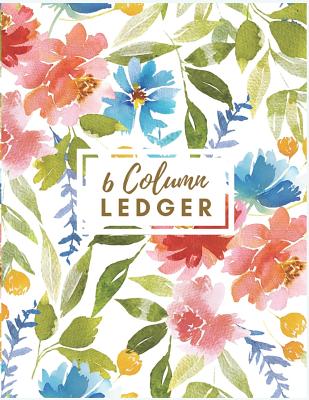 6 Column Ledger: Red Floral Watercolor Accounting Journal Columnar Pad Record Book Accounting Ledger Notebook Business Bookkeeping Home Office School. - Journal, Nine