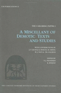A Miscellany of Demotic Texts and Studies