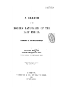 A Sketch of the Modern Languages of the East Indies