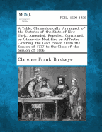 A Table, Chronologically Arranged, of the Statutes of the State of New York, Amended, Repealed, Continued, or Otherwise Modified or Affected. Coveri