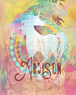 Addison: Colorful Rainbow Unicorn - 100 Pages 8"X10" Girl's Composition Wide Ruled Notebook