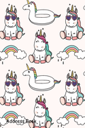 Address Book: For Contacts, Addresses, Phone, Email, Note, Emergency Contacts, Alphabetical Index With Seamless Cute Unicorn Pattern