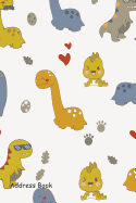 Address Book: Include Alphabetical Index with Cute Dino Cartoons Cover