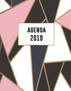 Agenda 2019: ?l?gant et Pratique Mosa?que en Or Rose Noir Blanc Agenda organiseur pour ton quotidien 52 Semaines Janvier ? D?cembre 2019