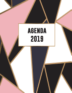 Agenda 2019: Semana Vista - Oro Rosa Negro - Organizador D?a Pgina Espaol - 52 Semanas Enero a Diciembre 2019