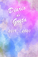 Agenda Scuola 2019 - 2020 - Greta: Mensile - Settimanale - Giornaliera - Settembre 2019 - Agosto 2020 - Obiettivi - Rubrica - Orario Lezioni - Appunti - Priorit - Elegante copertina con un bellissimo effetto acquerello