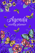 Agenda - Weekly Planner 2021 Butterflies Purple Cover 136 pages 6x9-inches
