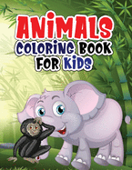 Animals coloring book for kids: Coloring book with jungle and domestic animals made with professional graphics for girls, boys and beginners of all ages.