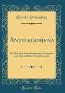 Antilegomena: Die Reste Der Ausserkanonischen Evangelien Und Urchristlichen berlieferungen (Classic Reprint)