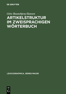 Artikelstruktur Im Zweisprachigen Wrterbuch