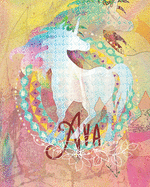 Ava: Colorful Rainbow Unicorn - 100 Pages 8X10 Girl's Composition Wide Ruled Notebook