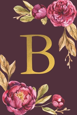 B: Personalized Initial Monogram Blank Lined Notebook Journal Printed Peony flowers, for Women and Girls 6x9 inch. Christmas gift, birthday gift idea - Journals, Whimsical