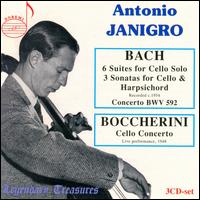 Bach: 6 Suites for Cello Solo; 3 Sonatas for Cello & Harpsichord; Boccherini: Cello Concerto - Antonio Janigro (cello); Robert Veyron-Lacroix (harpsichord); Milan Horvat (conductor)