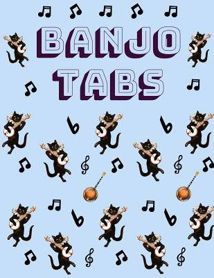 Banjo Tabs: Pretty Black Cat Blue Banjo Tablature Notebook to Write in - Blank Sheet Music Songbook: Learn How to Play Bluegrass, Folk as well as Other Banjo Songs & Chords - Stylish Blank Sheet Music Paper Tablature for Banjo with Cool Pattern - Press, Feel Good