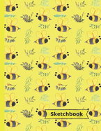 Bees Sketchbook: Bee Gifts: Blank Paper Sketch Book: Large Notebook for Doodling, Drawing or Sketching 8.5" x 11"