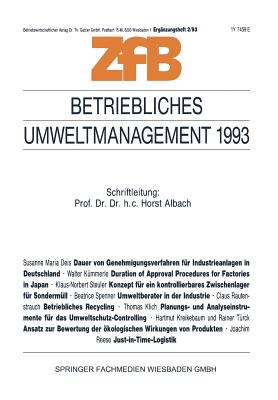 Betriebliches Umweltmanagement 1993 - Albach, Horst (Editor)