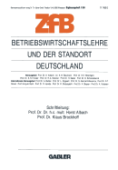 Betriebswirtschaftslehre Und Der Standort Deutschland