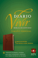 Biblia de Estudio del Diario Vivir Ntv, Tamaño Personal (Letra Roja, Sentipiel, Café Claro)