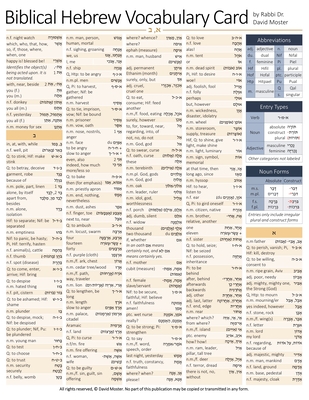 Biblical Hebrew Vocabulary Card - Moster, David