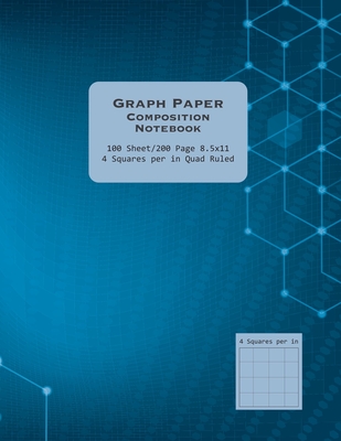 Blue 8.5x11 Quad Ruled Graph Paper Composition Notebook.: 4 Squares Per Inch Quad Ruled, 100 Sheets (200 pages). - Newman, Mike