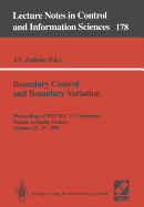 Boundary Control and Boundary Variation: Proceedings of Ifip Wg 7.2 Conference, Sophia Antipolis, France, October 15-17, 1990