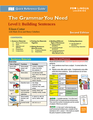 Building Sentences: The Grammar You Need, Level 1 - Alves, Mark, and Caballero, Henry, and Berman, Michael (Editor)