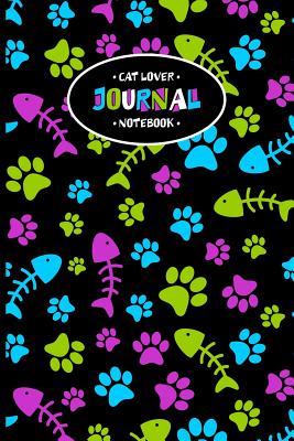 Cat Paw Prints and Fish Bones Cat Lover Journal & Notebook: Blank Lined Book - Books, Pinkinkart