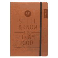 Christian Art Gifts Tan Faux Leather Journal, Be Still and Know - Psalm 46:10, Flexcover Inspirational Notebook W/Elastic Closure 160 Lined Pages W/Scripture, 5.8 X 8.5 Inches