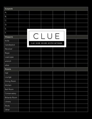 Clue Score Record: Classic Score Sheet Card or Scoring Game Record ...