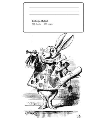 College Ruled: 100 sheet 200 page Alice in Wonderland Rabbit Notebook/Composition - R, T