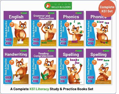 Complete Key Stage 1 Literacy Study & Practice Books - 8-book bundle! English, Phonics, Spelling, Handwriting, Reading Comprehension for AGES 4 - 7 - Books, Foxton