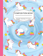 Composition Book: Magic Rainbow Unicornado Unicorn Tornado Wide Ruled Paper Lined Notebook Journal for Girls Teens Kids Students Back to School Cute Women Diary 7.5 x 9.25 in. 100 Pages