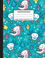 Composition Notebook: Cute Axolotl Aquatic Pattern. Blank Lined.