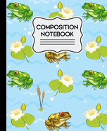 Composition Notebook: Cute Frogs Pattern 7.5" X 9.25" - 110 Page Wide Ruled