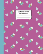 Composition Notebook: CUTE LITTLE BEAR IN PURPLE BACKGROUND - WIDE RULED 8x10 INCHES 110 PAGES - Enough space for little hands to write - Perfect for any class or course in school - Great for kindergarten elementary middle school students or teachers.