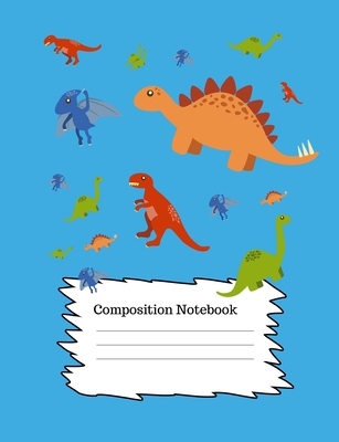 Composition Notebook: Maths Back to School, For Elementary School Kids, (7.44x9.69 Inches, 100 Pages, 4x4 Graph Quad, Squared Grid Paper), 3rd, 4th, 5th, 6th, Grade, Boys Blue Dinosaur Design - Notebooks, Colorpop