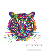 Composition Notebook: Rainbow Tiger on White, 8.5x11, Wide Ruled