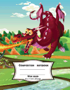 Composition Notebook Wide Ruled 8.5 X 11 Inch 200 Page, Cute Dragon on Fired: Large Composition Book Journal for School Student/Teacher/Office