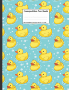 Composition Notebook: Yellow Rubber Ducks Swimming Cute Design Cover 100 College Ruled Lined Pages Size (7.44 x 9.69)