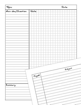 Cornell Notes Notebook: Grid Template Template 0.25 Inches Square Graph with Table Content Topic Date Main Idea Question Note Summary Great for Student School Composit Notebook - Begent, Gobeta