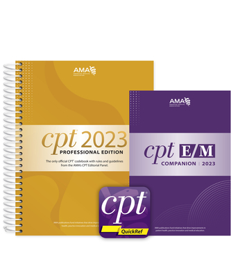 CPT Professional 2023 and E/M Companion 2023 and CPT Quickref App Bundle - American Medical Association