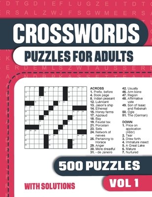 Crosswords Puzzles for Adults: Crossword Book with 500 Puzzles for Adults. Seniors and all Puzzle Book Fans - Vol 1 - Books, Visupuzzle