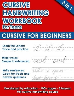Cursive Handwriting Workbook For Teens: Cursive for Beginners (112 pages of exercises with letters, words and sentences. Tracing Letters A-Z/a-z included) - Weiler, Michael