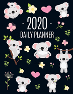 Cute Grey Koala Planner 2020: Cute Year Organizer: For an Easy Overview of All Your Appointments! Large Funny Australian Outback Animal Agenda: January - December Pretty Pink Butterflies & Yellow Flowers Monthly Scheduler For School, Work or Office